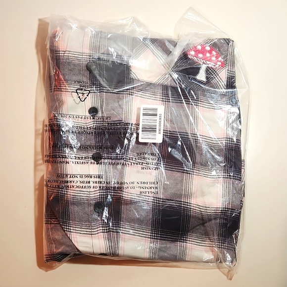 ❤NWT VINTAGE TORRID FLANNEL SHIRT - MUSHROOM PLAID - BUTTONS - DROP SHOULDER - Picture 5 of 13